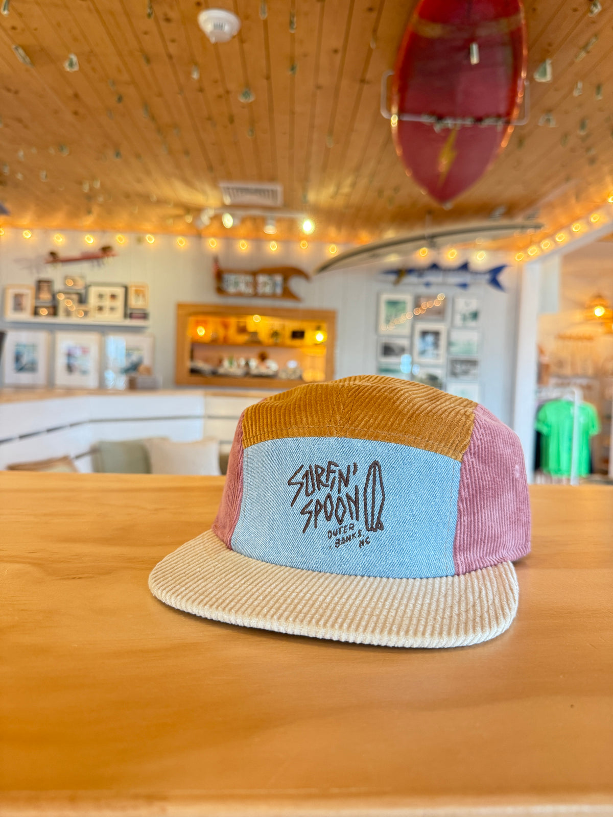 'Retro Script' Multi Color Flat Brim Hat