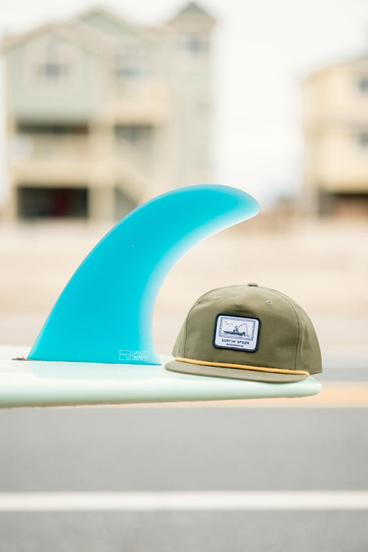 'Spoon Wave' Olive Flat Brim Hat
